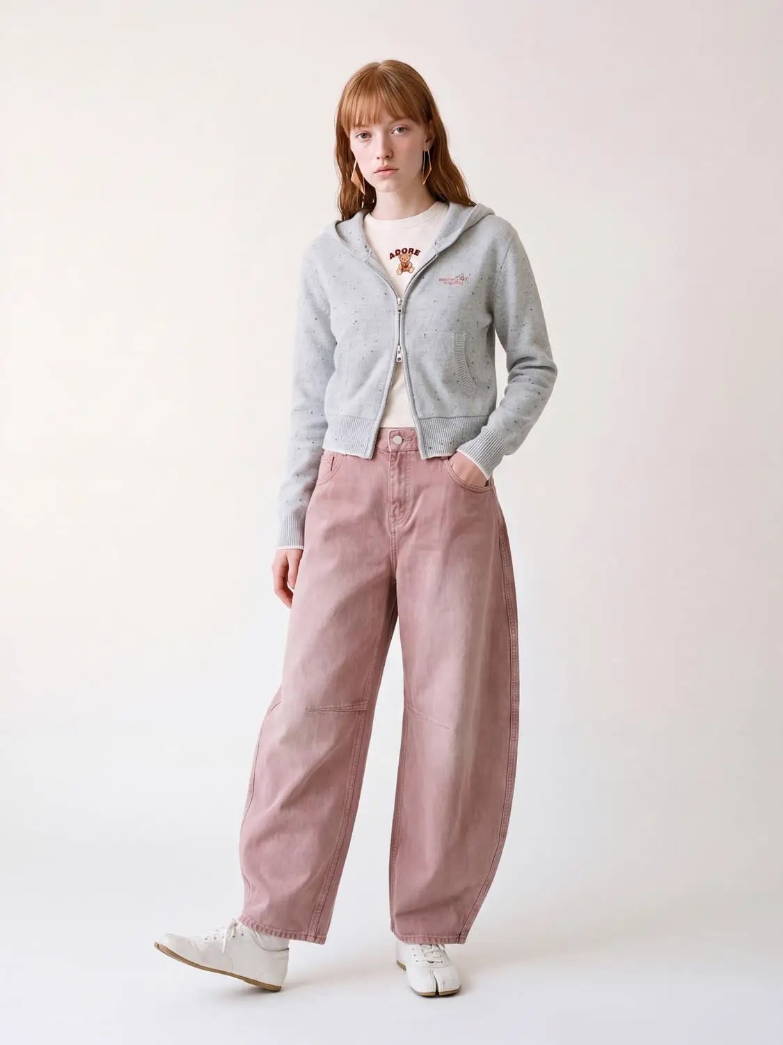 Washed Wide-leg Mid-rise Cotton Pants