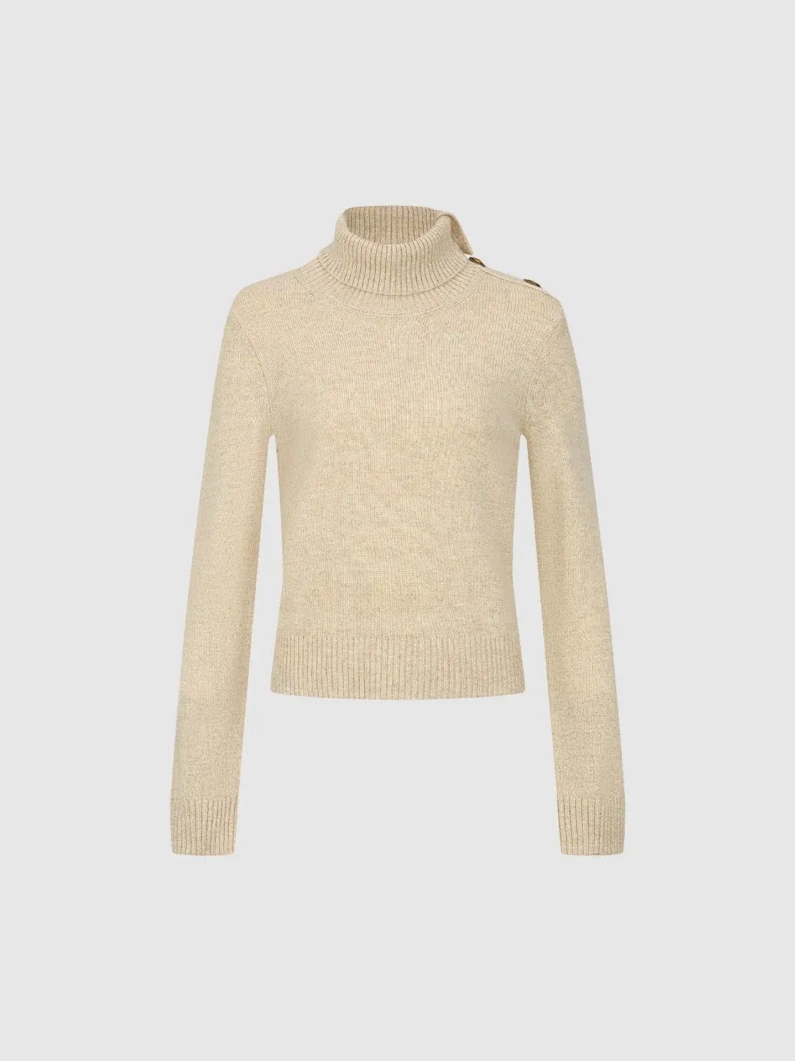 Button Detail Ribbed Long Sleeve Sweater