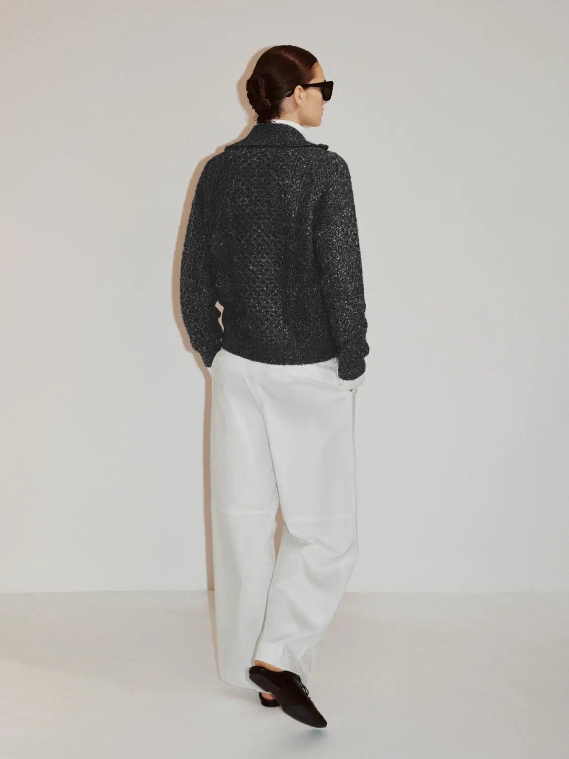 Textured Long Sleeve Zip Front Knit Jacket