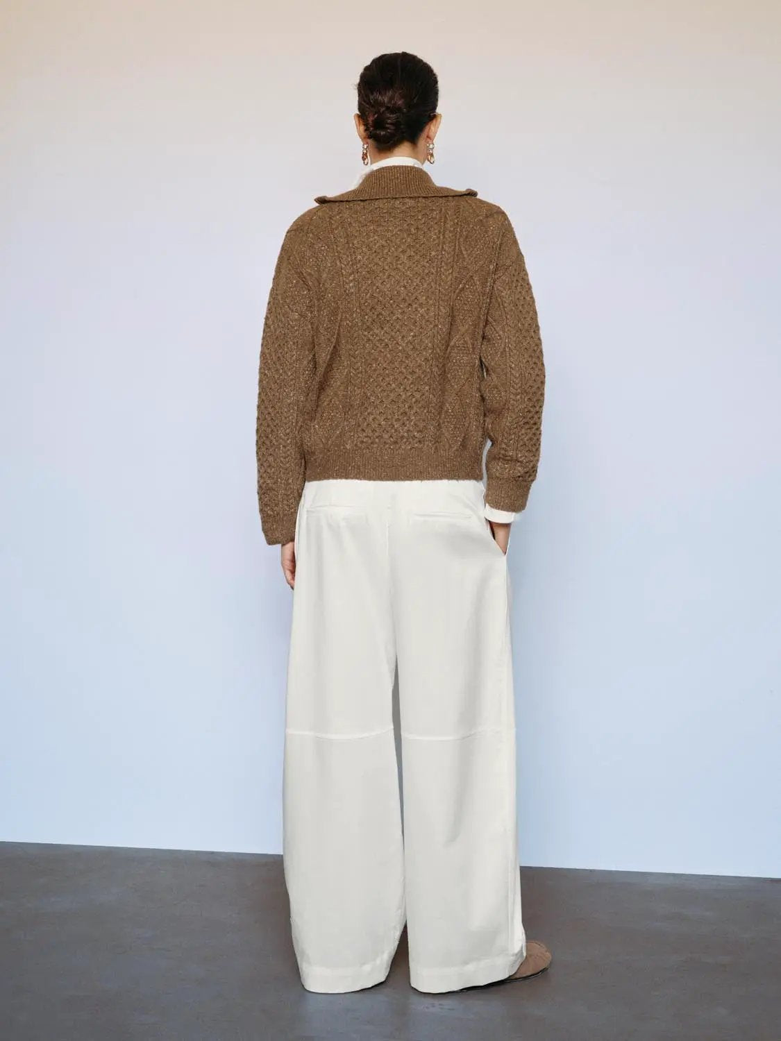 Textured Long Sleeve Zip Front Knit Jacket
