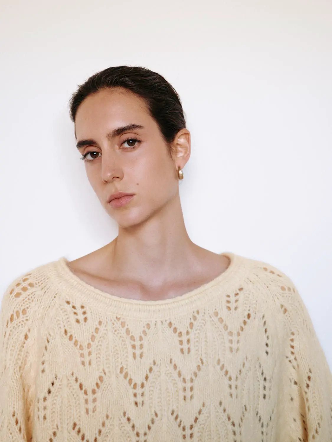 Open-knit Long Sleeve Oversized Boat Neck Sweater