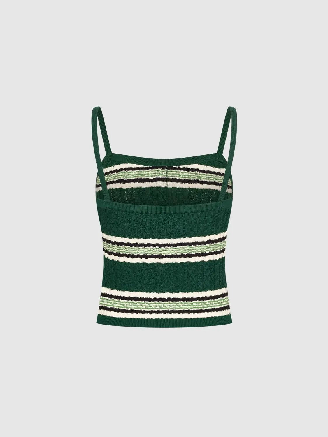 Textured Striped Button Front Sleeveless Cotton Cami Top