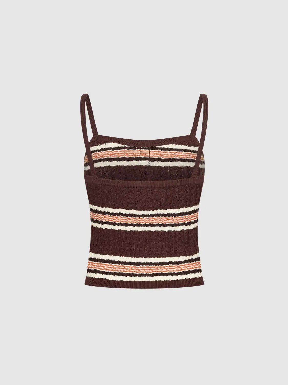 Textured Striped Button Front Sleeveless Cotton Cami Top