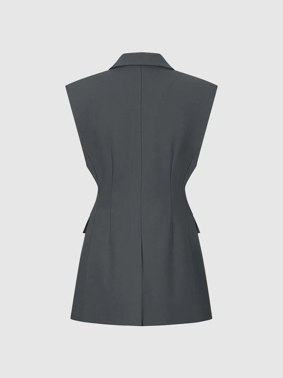 Sleeveless Lapel Collar Button Front Vest