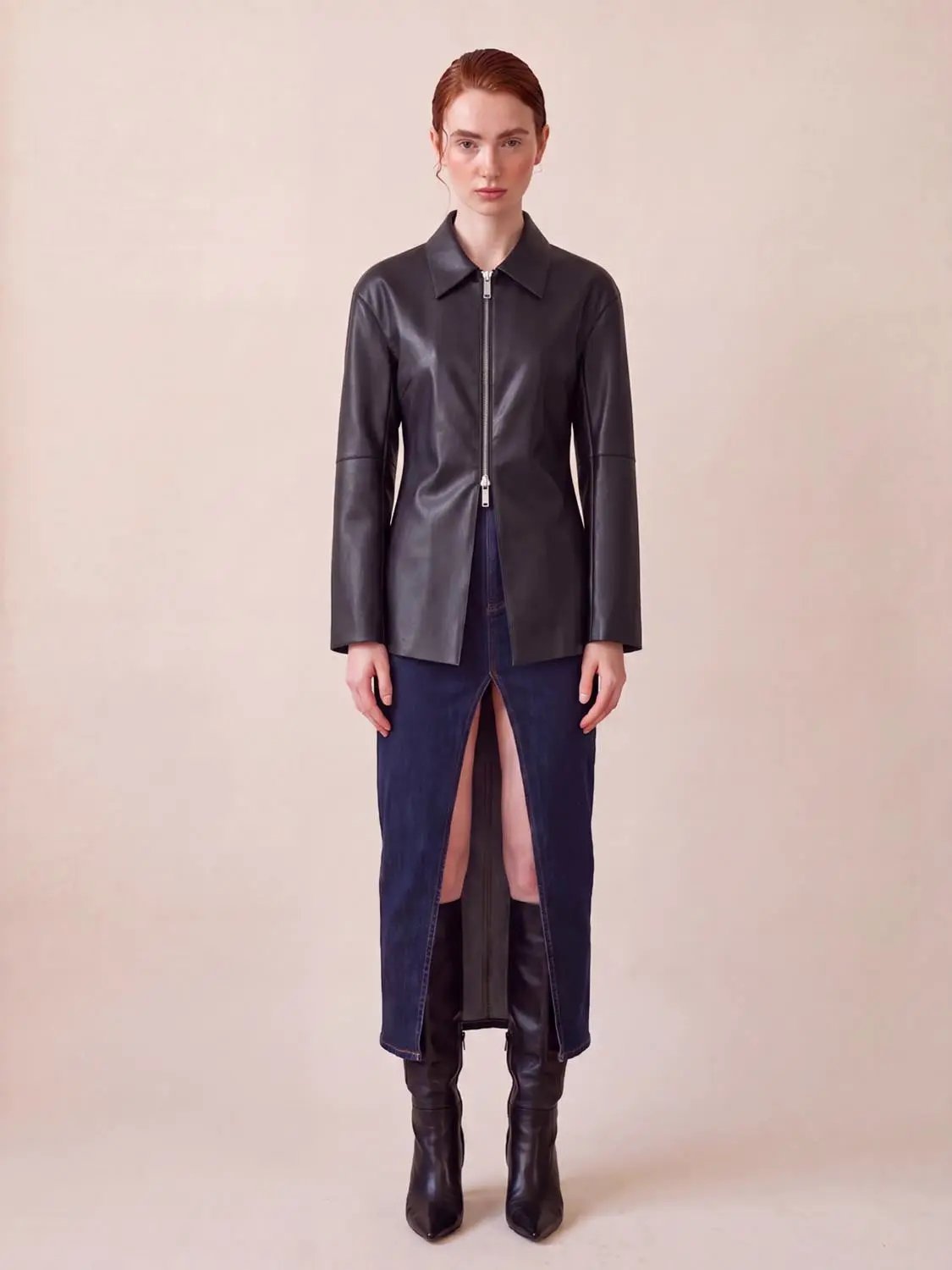 Zip Up Front Vegan Leather Jackets