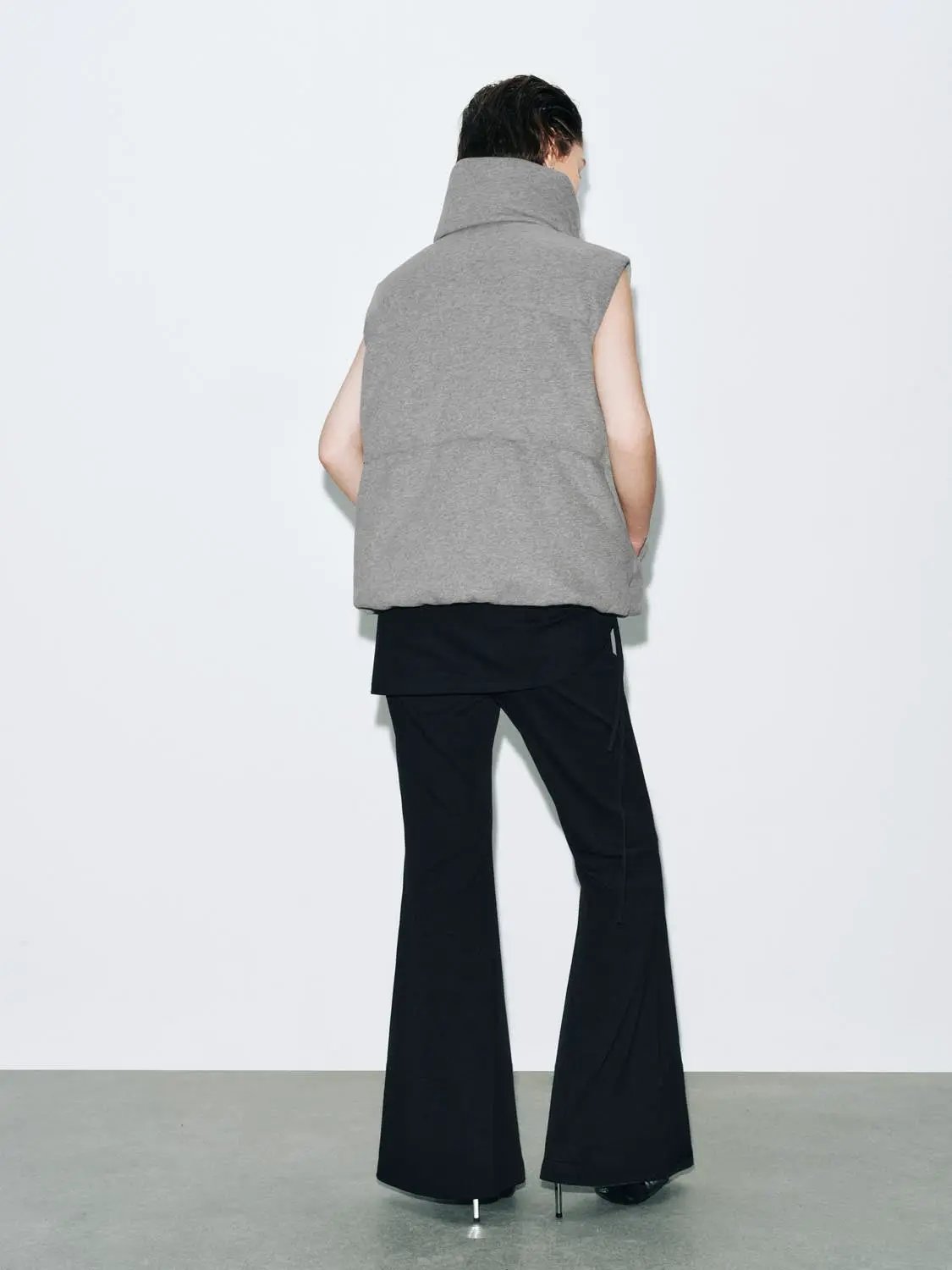 Oversized Stand Collar Button Front Cotton Padded Down Vest