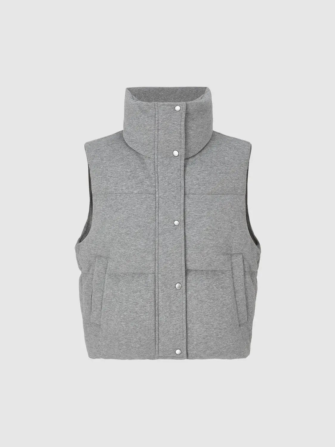 Oversized Stand Collar Button Front Cotton Padded Down Vest