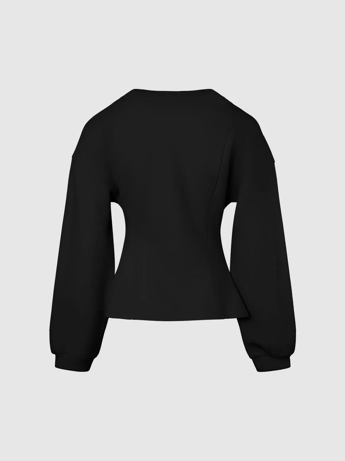 V Neck Zip Front Fitted Waist Cropped Jacket