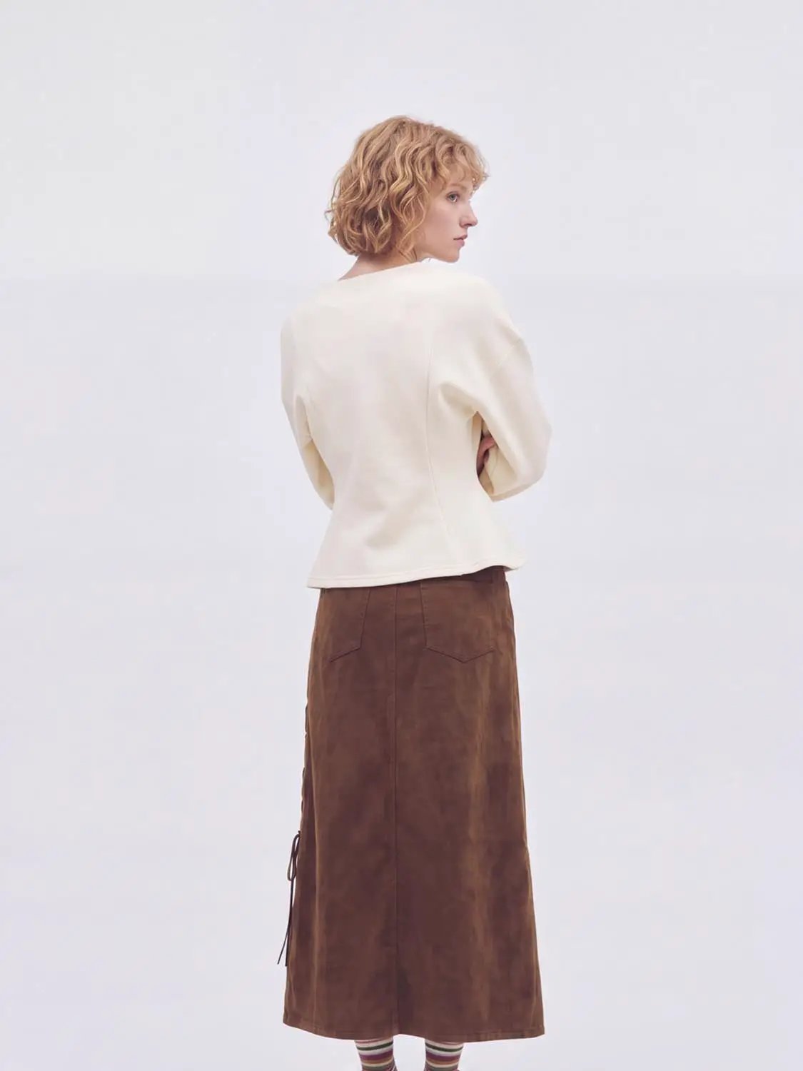 V Neck Zip Front Fitted Waist Cropped Jacket