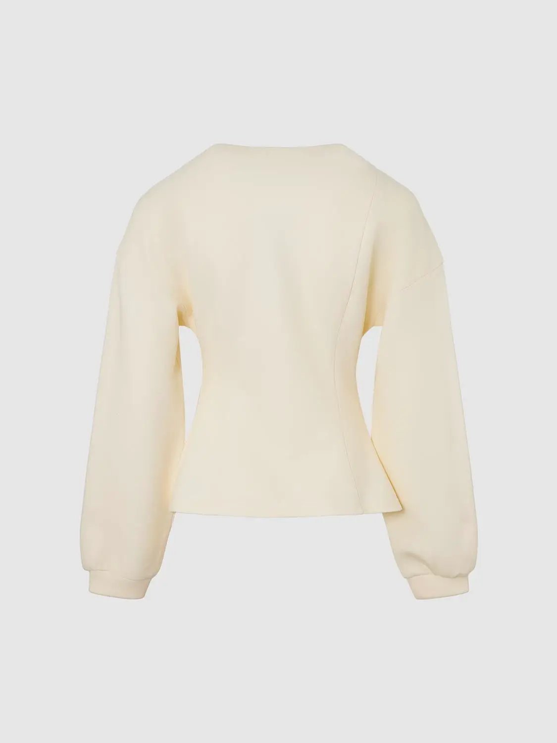 V Neck Zip Front Fitted Waist Cropped Jacket
