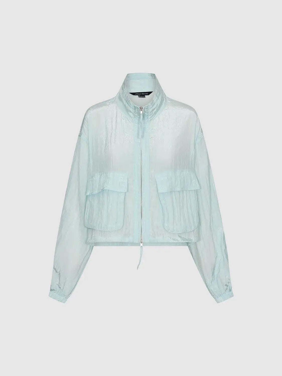 Textured Shirt Collar Patch Pocket Long Sleeve Jacket