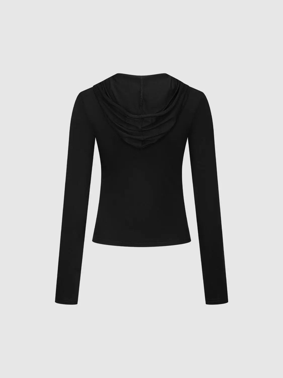 Ruched Front Full Zip Long Sleeve Cotton Blend Jacket