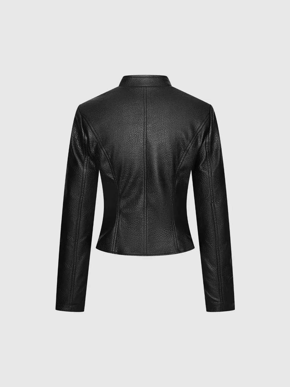 Fitted Cropped Textured Double-Breasted Long Sleeve Jacket