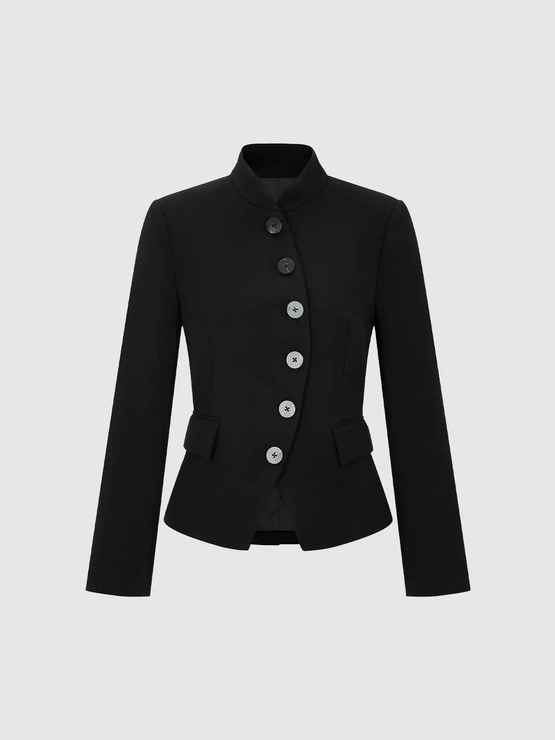 Asymmetric Button Detachable Collar Blazer