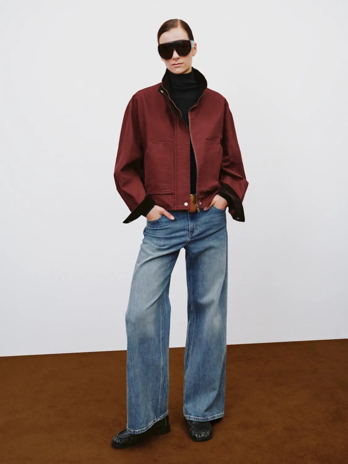 Stand Collar Patch Pocket Long Sleeve Cotton Jacket