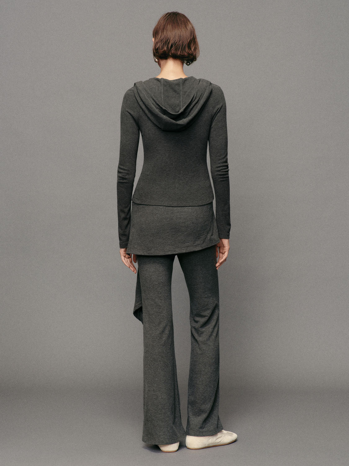 Textured Fitted Full Zip Hooded Long Sleeve Hoodie
