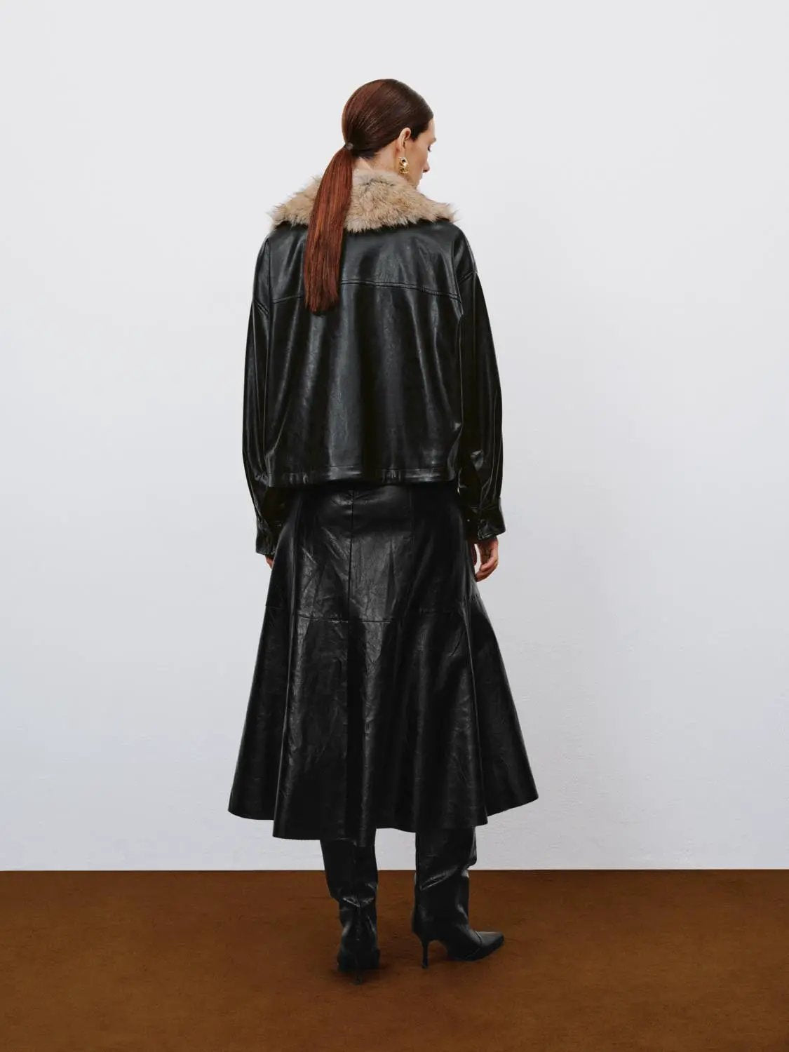 Long Sleeve Notched Collar Zipper Front Jacket