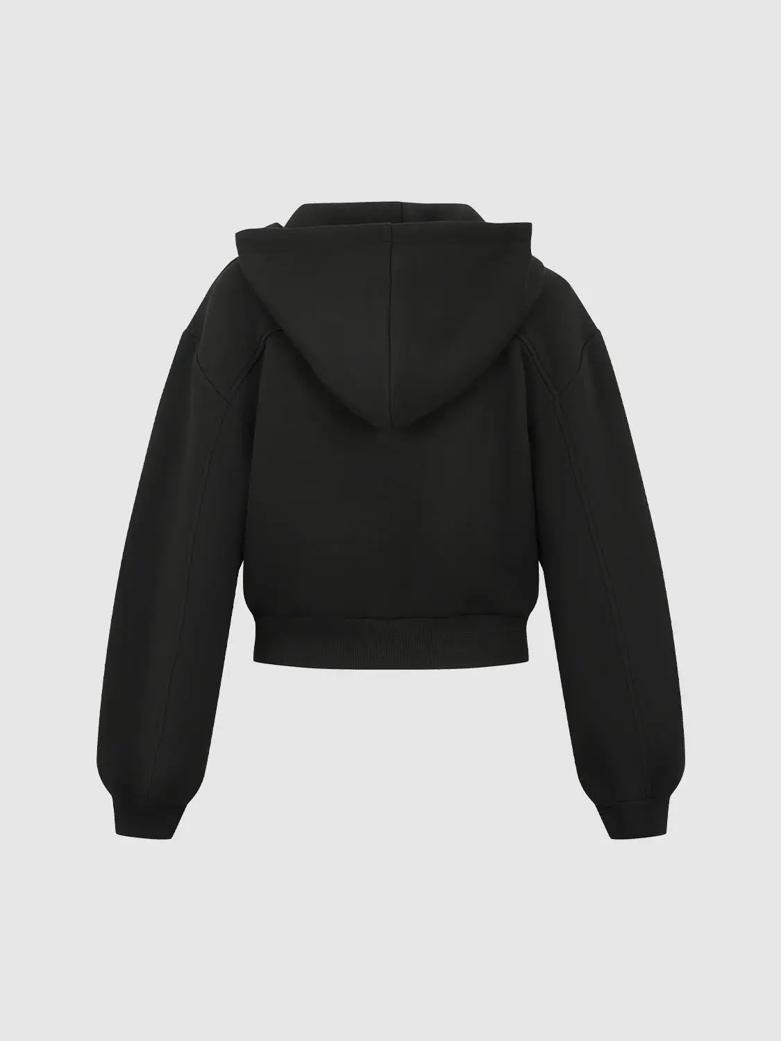 Long Sleeve Braided Front Zip Cotton Blend Hoodie