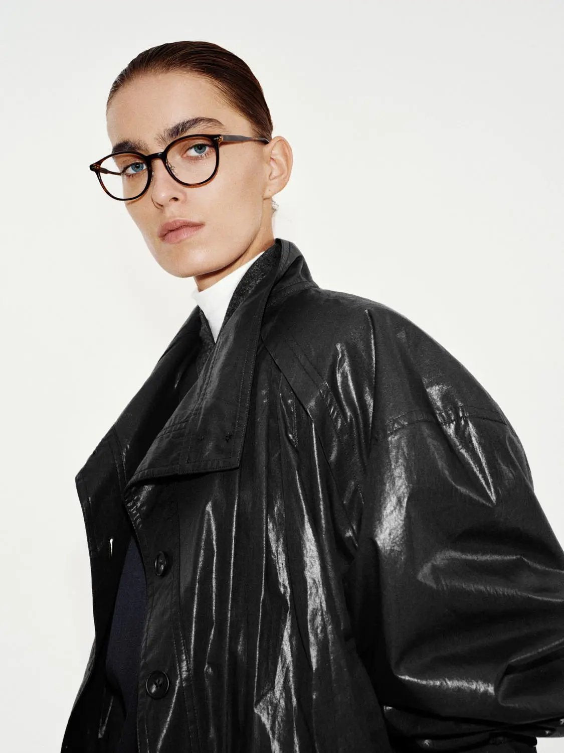 Wide Collar Textured Long Sleeve Cotton Jacket