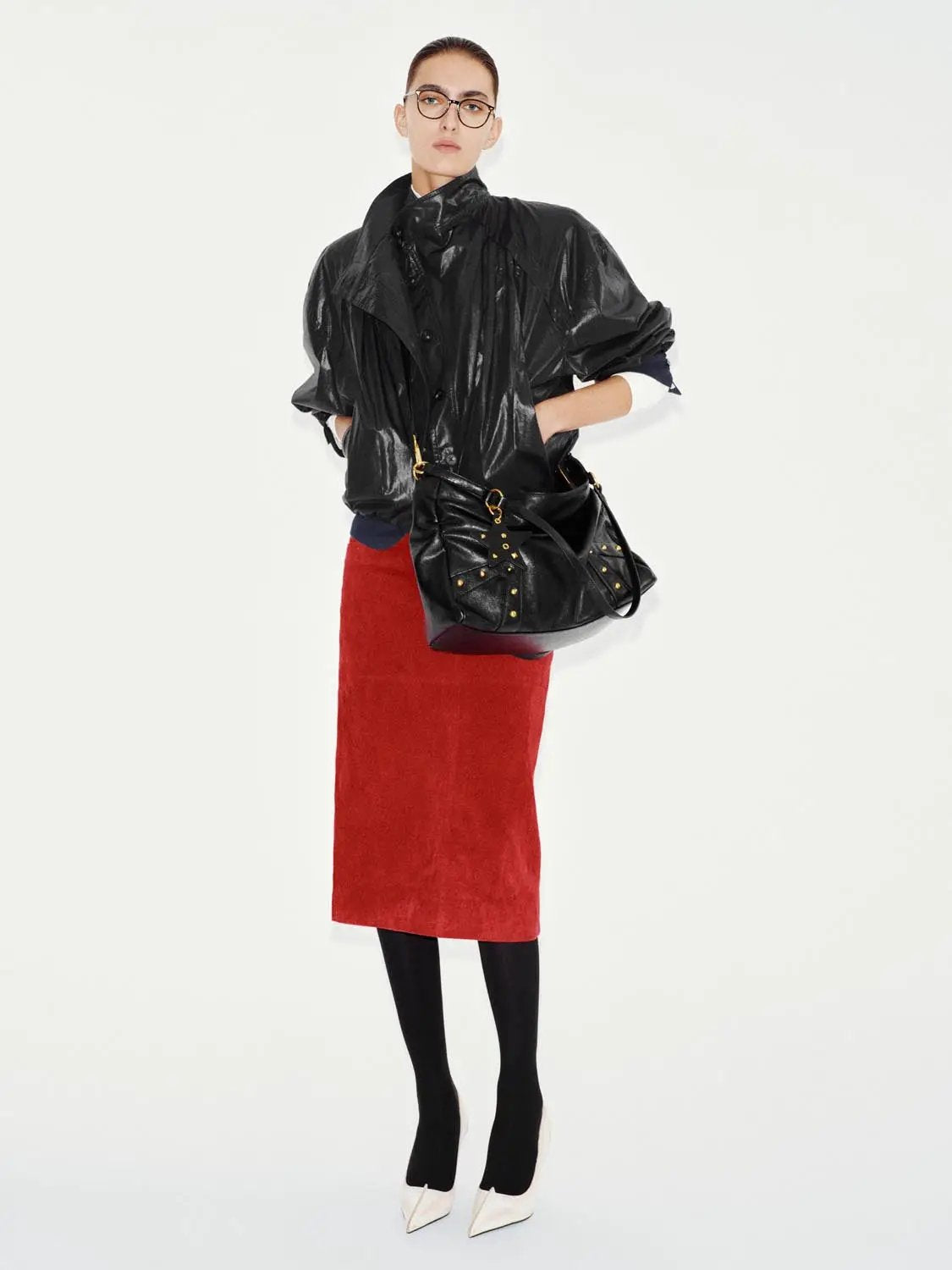 Wide Collar Textured Long Sleeve Cotton Jacket