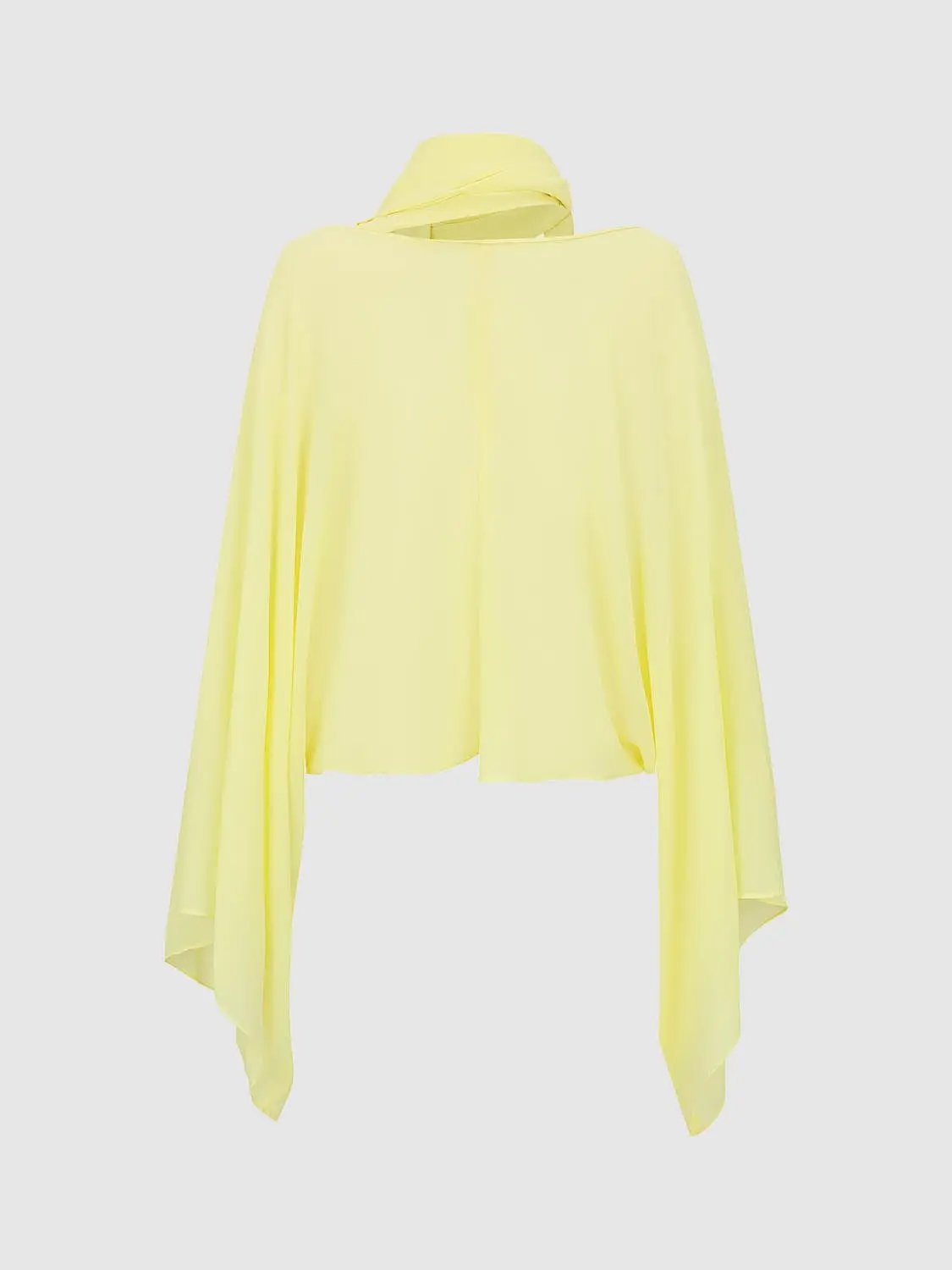 Oversized Draped Scarf Neck Long Sleeve Blouse