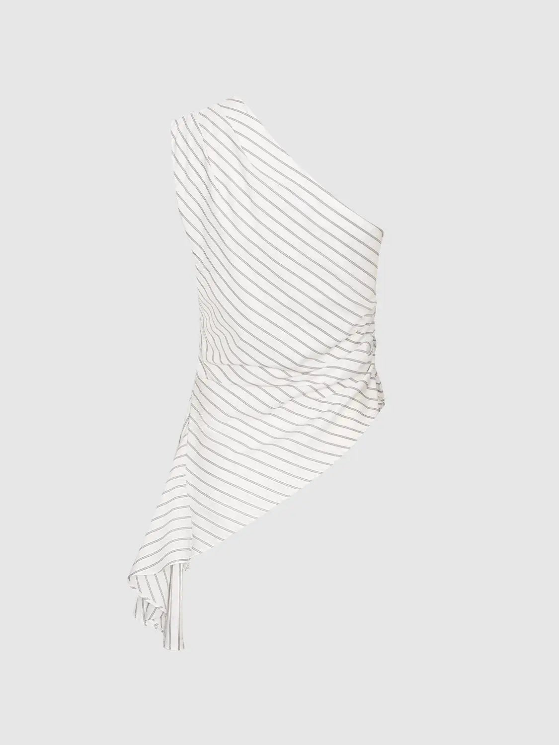 Striped Cotton Blend Sleeveless Twisted Asymmetric Hem Blouse