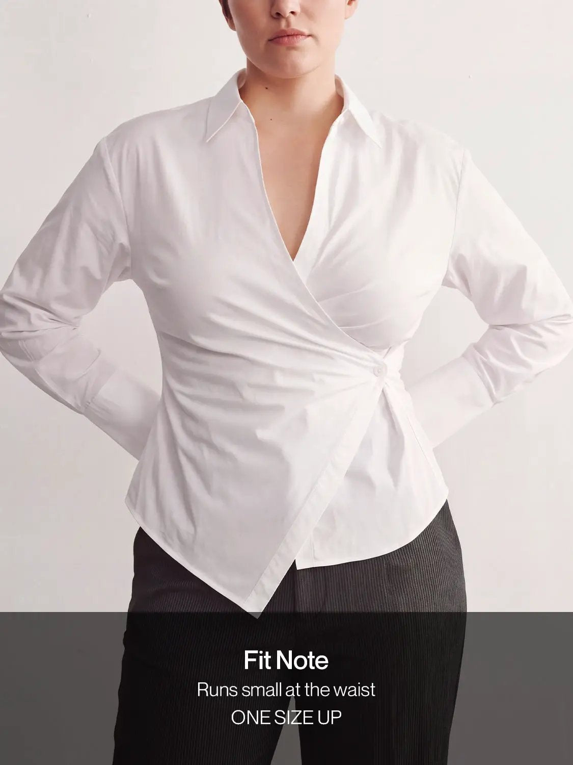 Wrap Front Thin Stretch Cotton Shirt