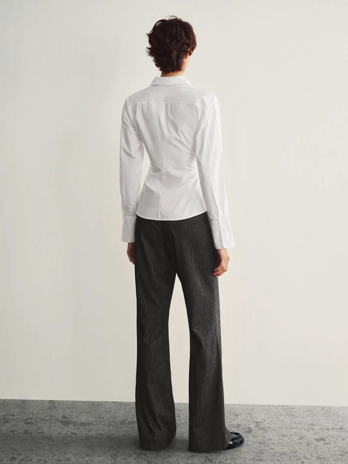 Wrap Front Thin Stretch Cotton Shirt