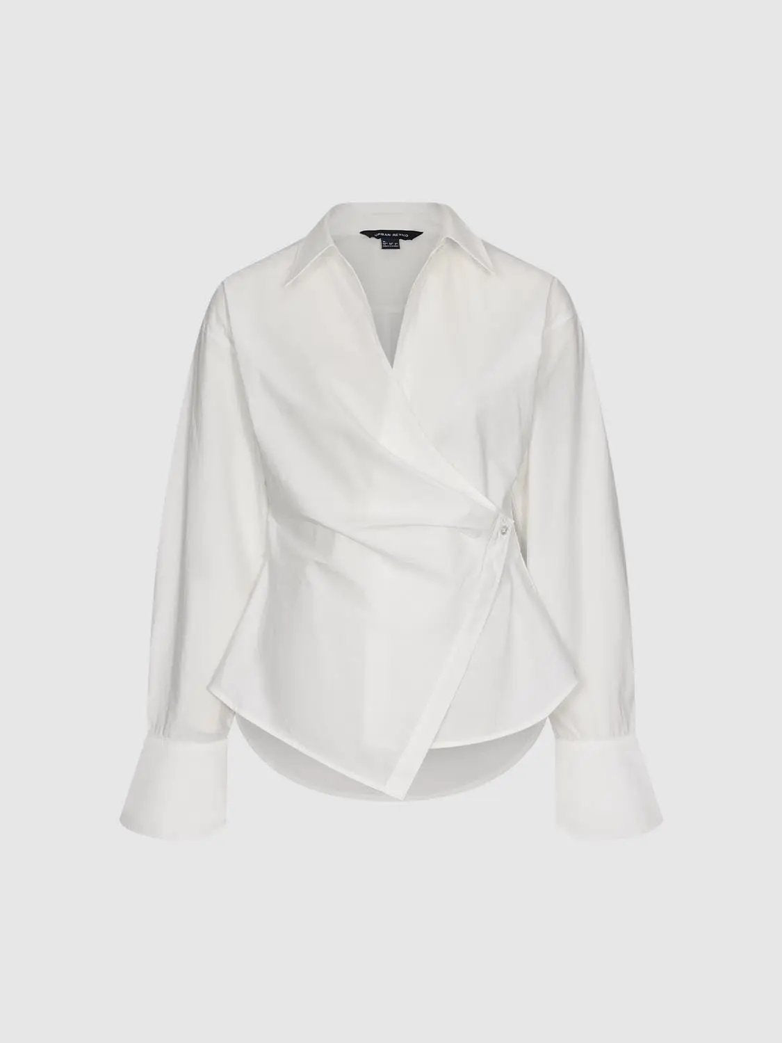 Wrap Front Thin Stretch Cotton Shirt