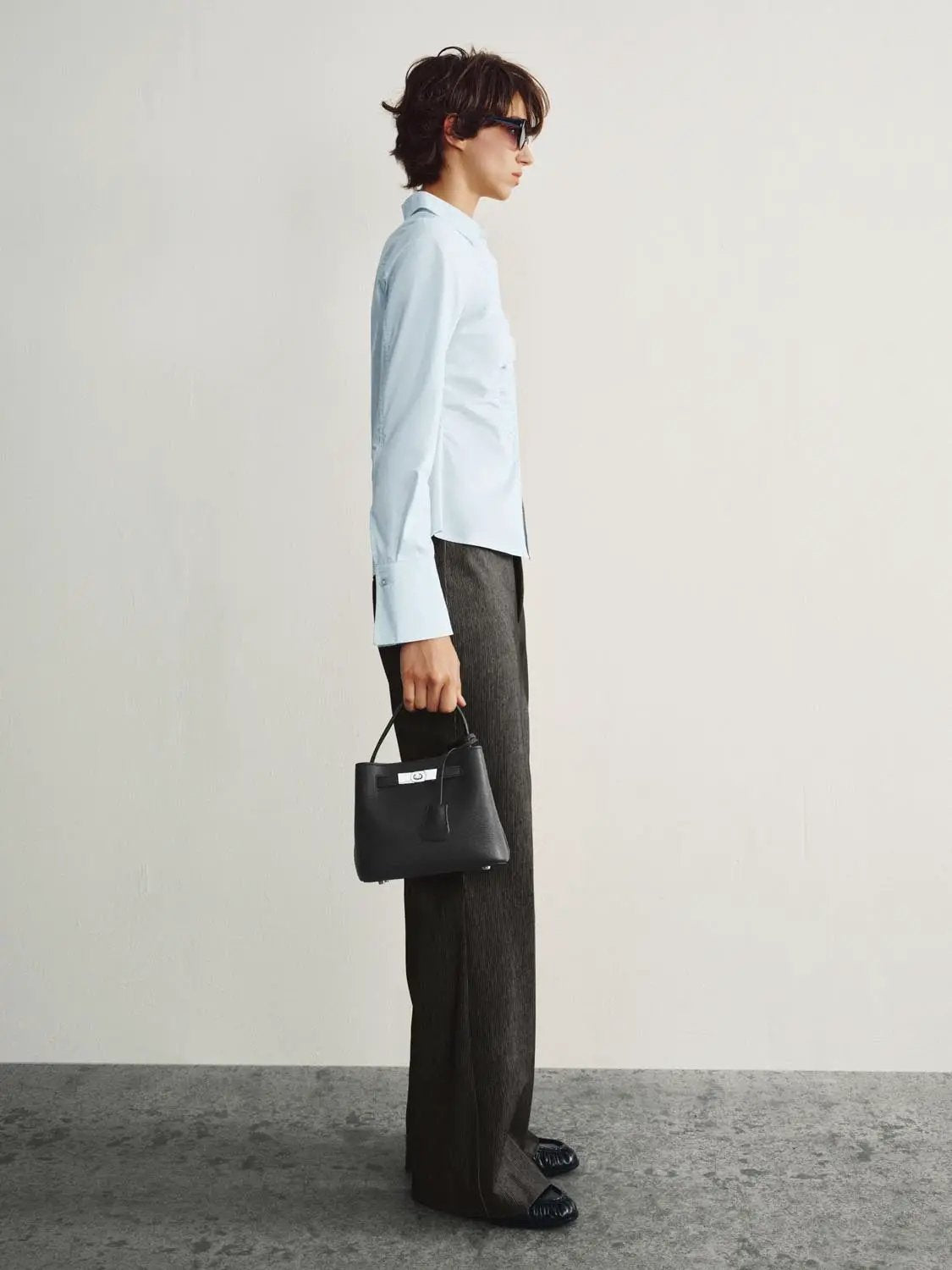 Ruched Front Long Sleeve Cotton Blend Shirt