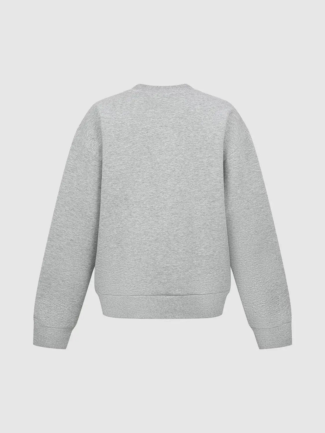 Round Neck Hem Lace Patchwork Loose Fit Cotton Sweatshirt