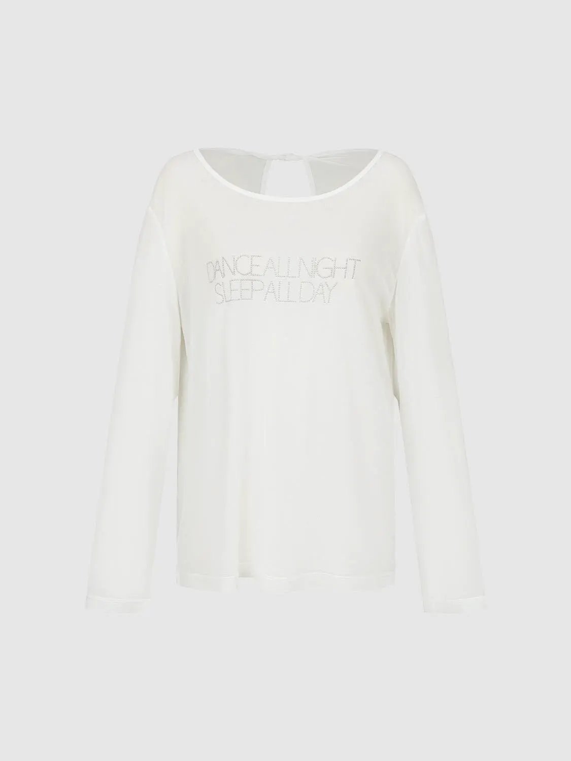 Layered Shoulder Long Sleeve Printed Cotton T-Shirt