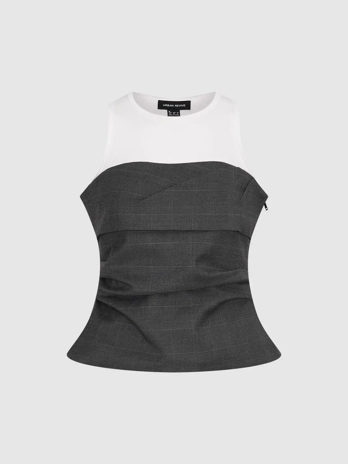 Sleeveless Layered Ruched Cotton Blend 2-In-1 Tank Top