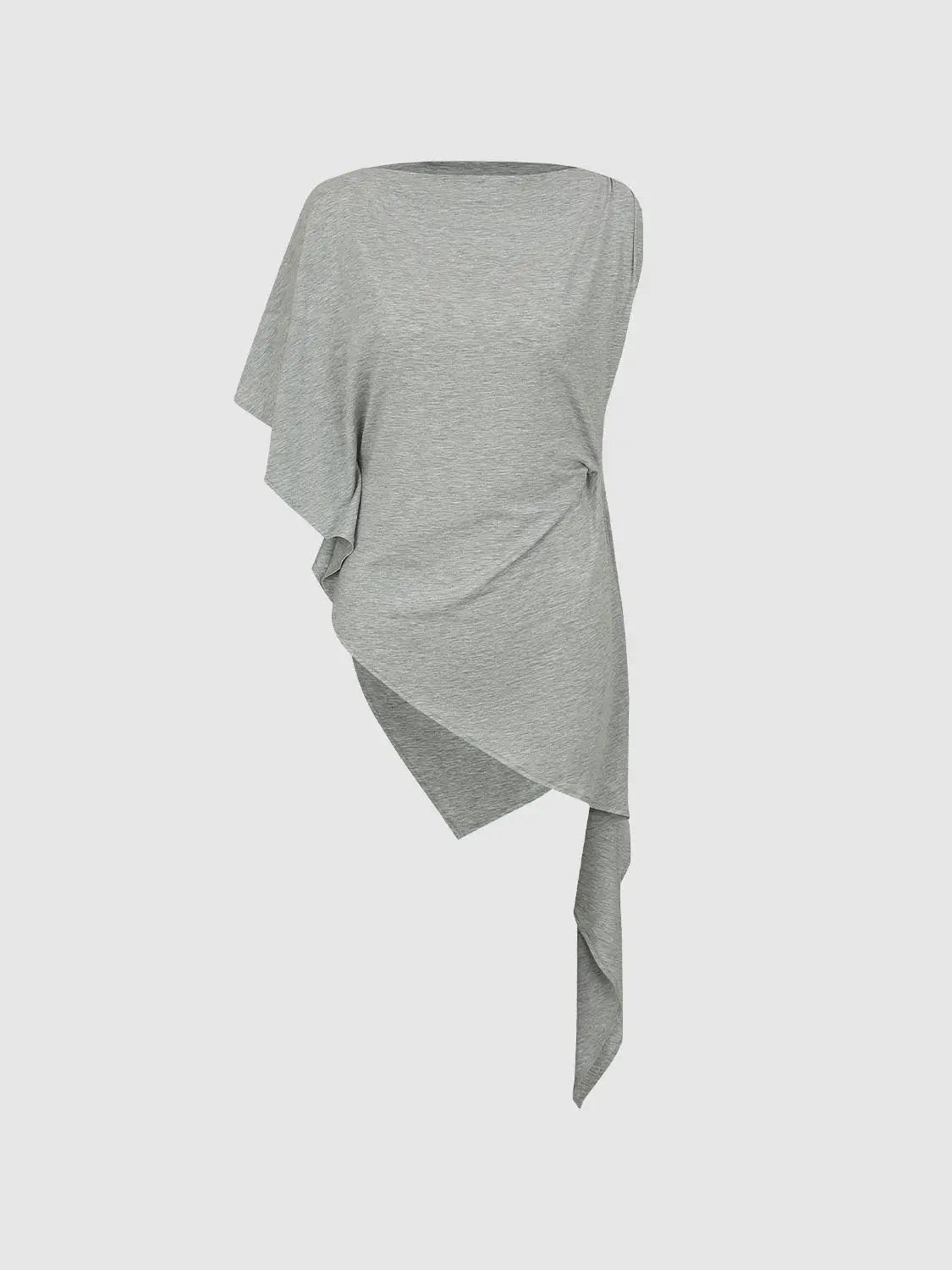 Twisted Side Asymmetric Hem Short Sleeve T-Shirt