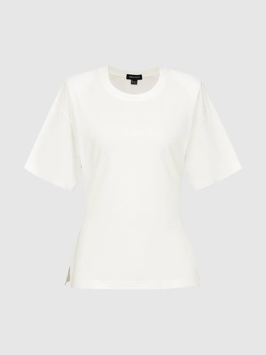 Side Slit Crew Neck Short Sleeve Cotton T-Shirt