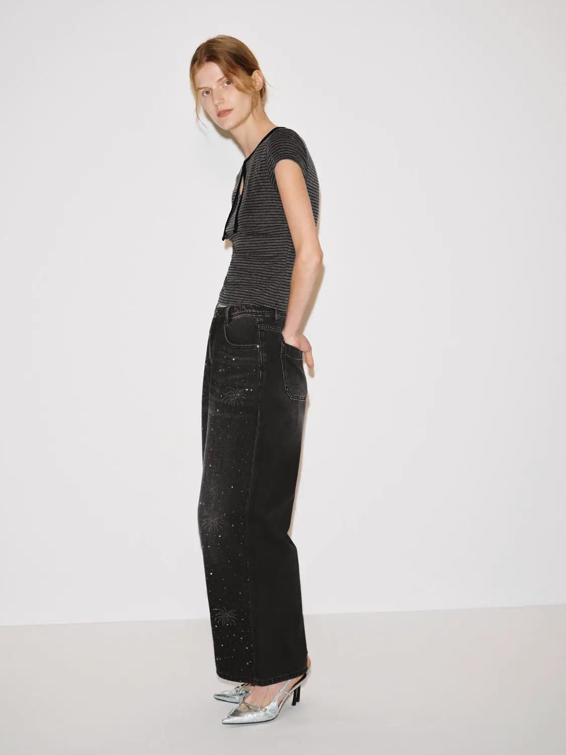 Striped Keyhole Knit T-shirt
