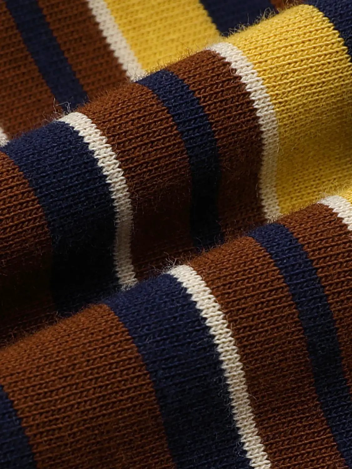 Striped Cotton Long Sleeve Polo Collar T-Shirt
