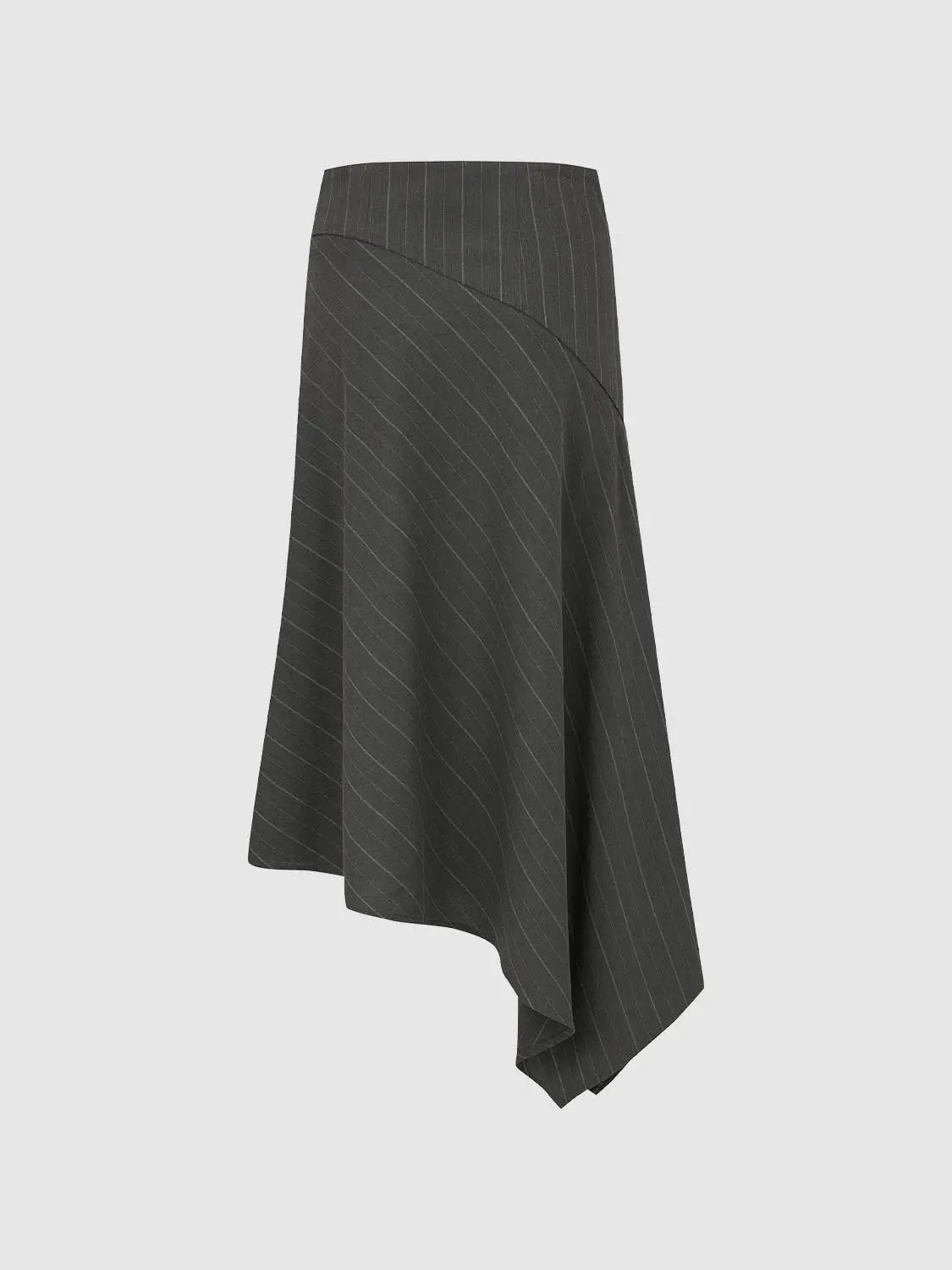 Striped High-waisted Asymmetric Hem Skirt