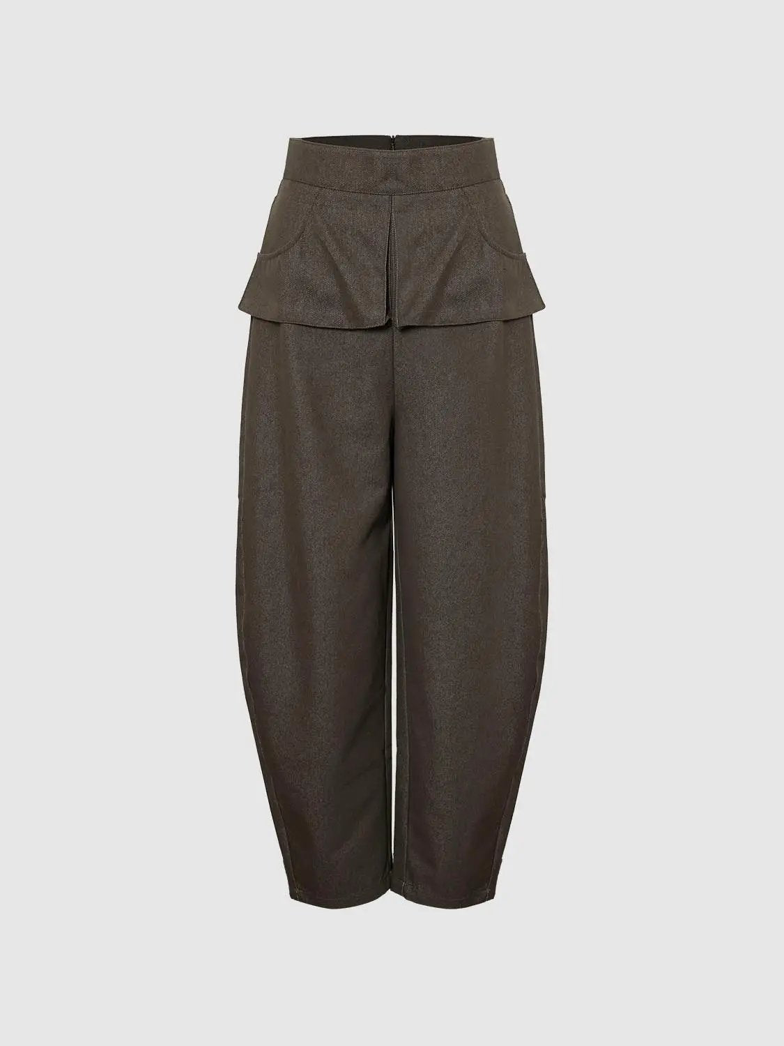 Layered Overlay Draped Waist Wide Leg Cotton Trousers