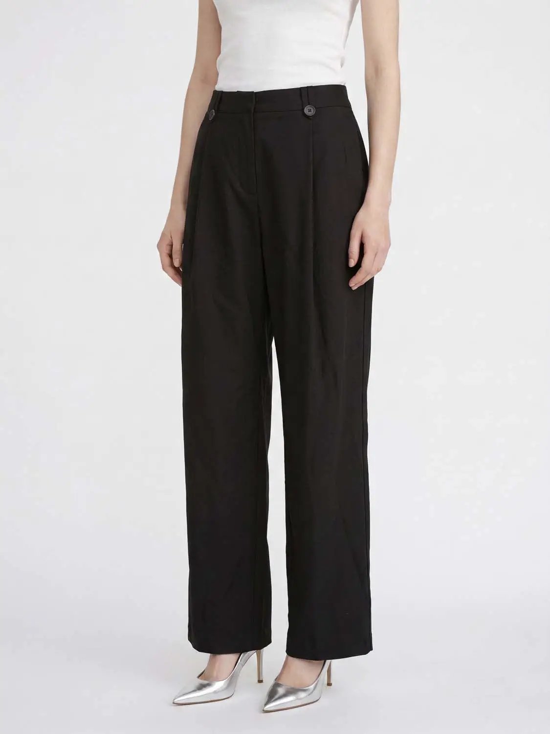 Front Pleat High-waisted Wide-leg Pants