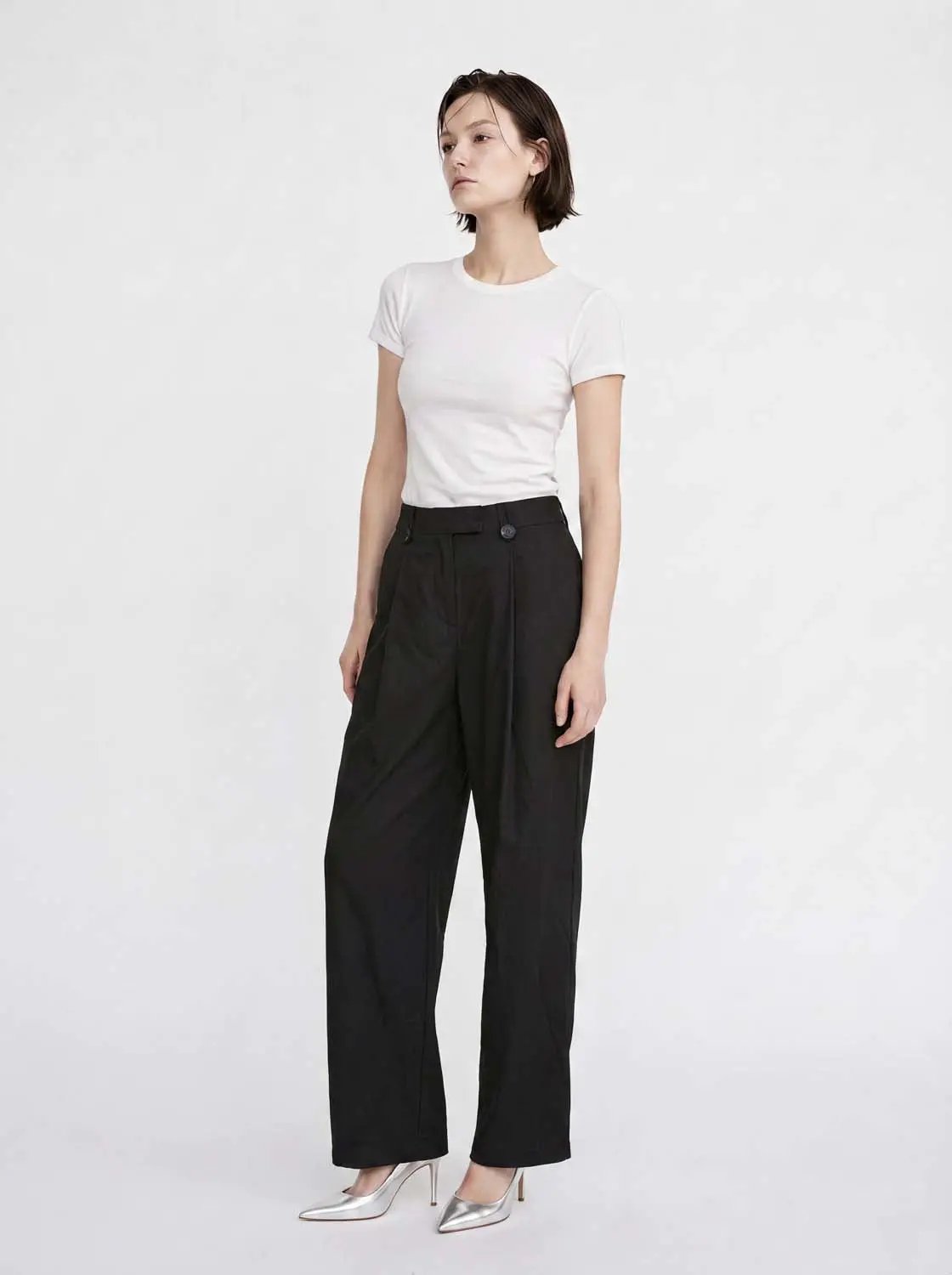 Front Pleat High-waisted Wide-leg Pants