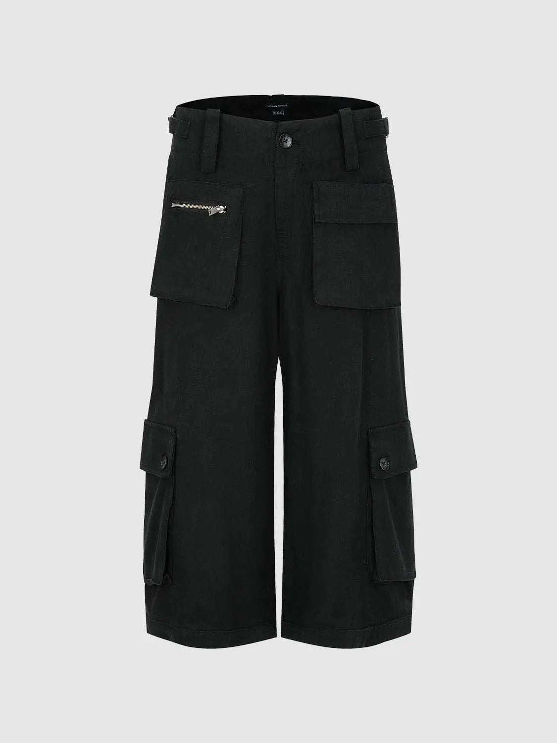 Linen Zippered Pockets Belt Loops Cargo Pants