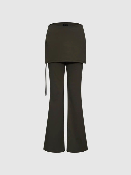 Layered Overlay Cotton Blend Flare Pants