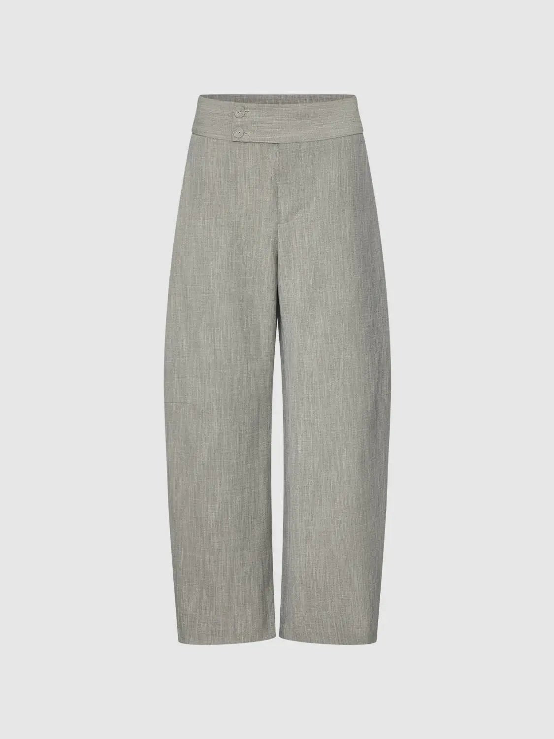 Textured Two-Button High-Waisted Wide-Leg Pants
