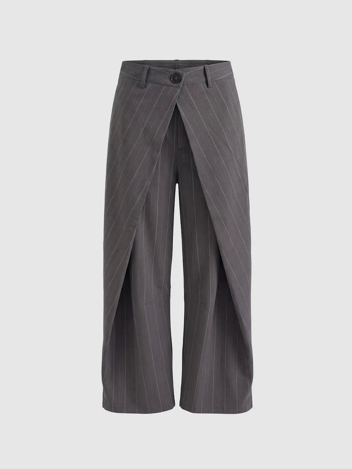 Wrap Front Striped Mid-rise Tapered Pants