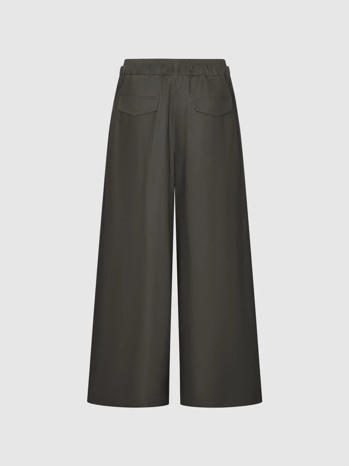 Pleated Drawstring Waist Cotton Wide-leg Pants