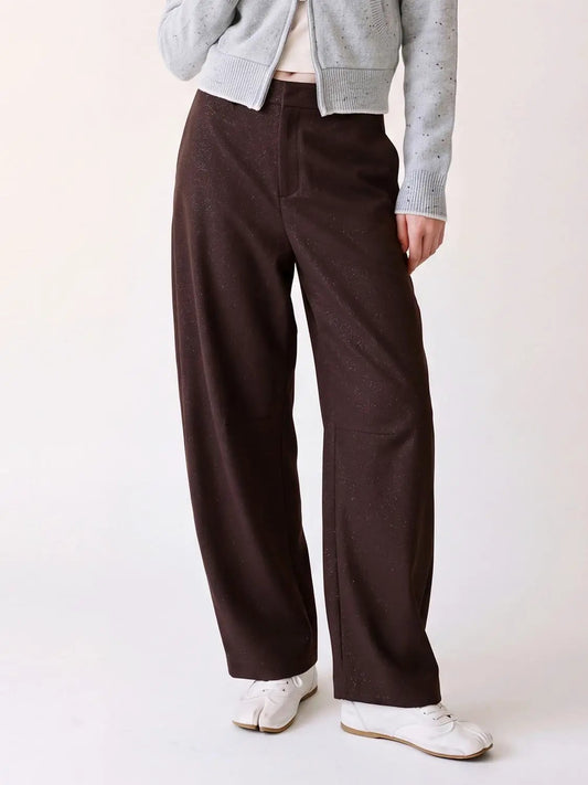 Textured Mid-rise Wide-leg Pants
