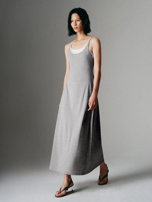 Spaghetti Strap 2-In-1 Layered Soft Cotton Maxi Dress