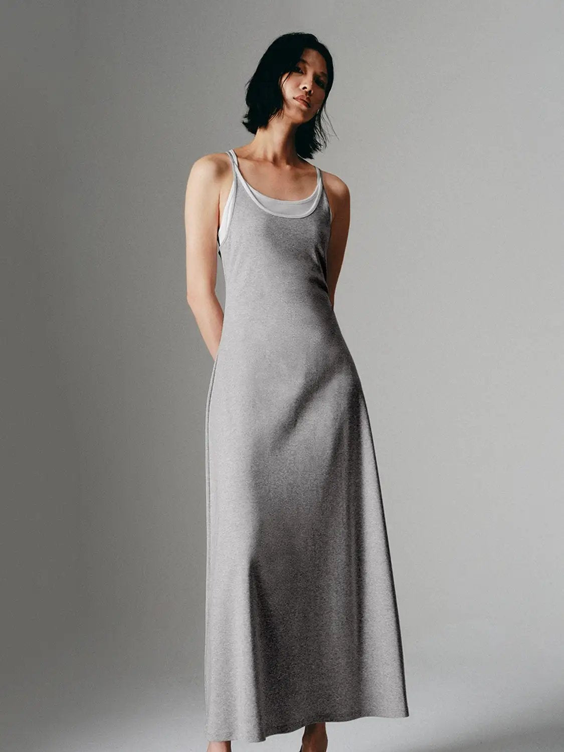 Spaghetti Strap 2-In-1 Layered Soft Cotton Maxi Dress