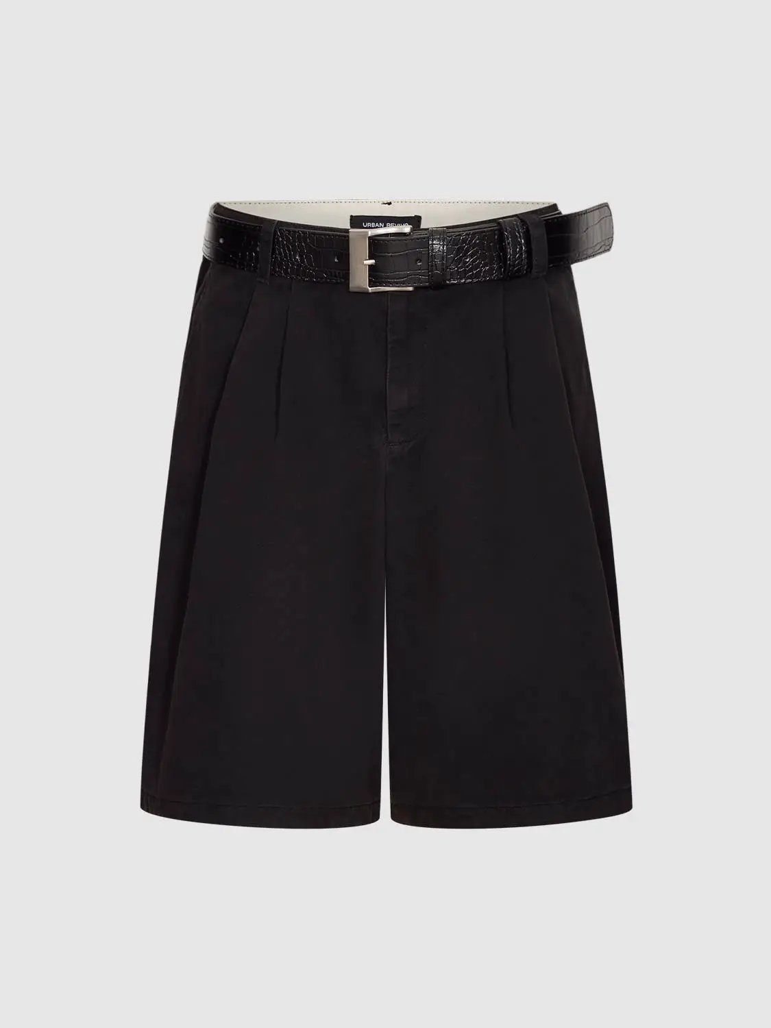 High Waist Belted Pleated Loose Fit Cotton Tailored Shorts